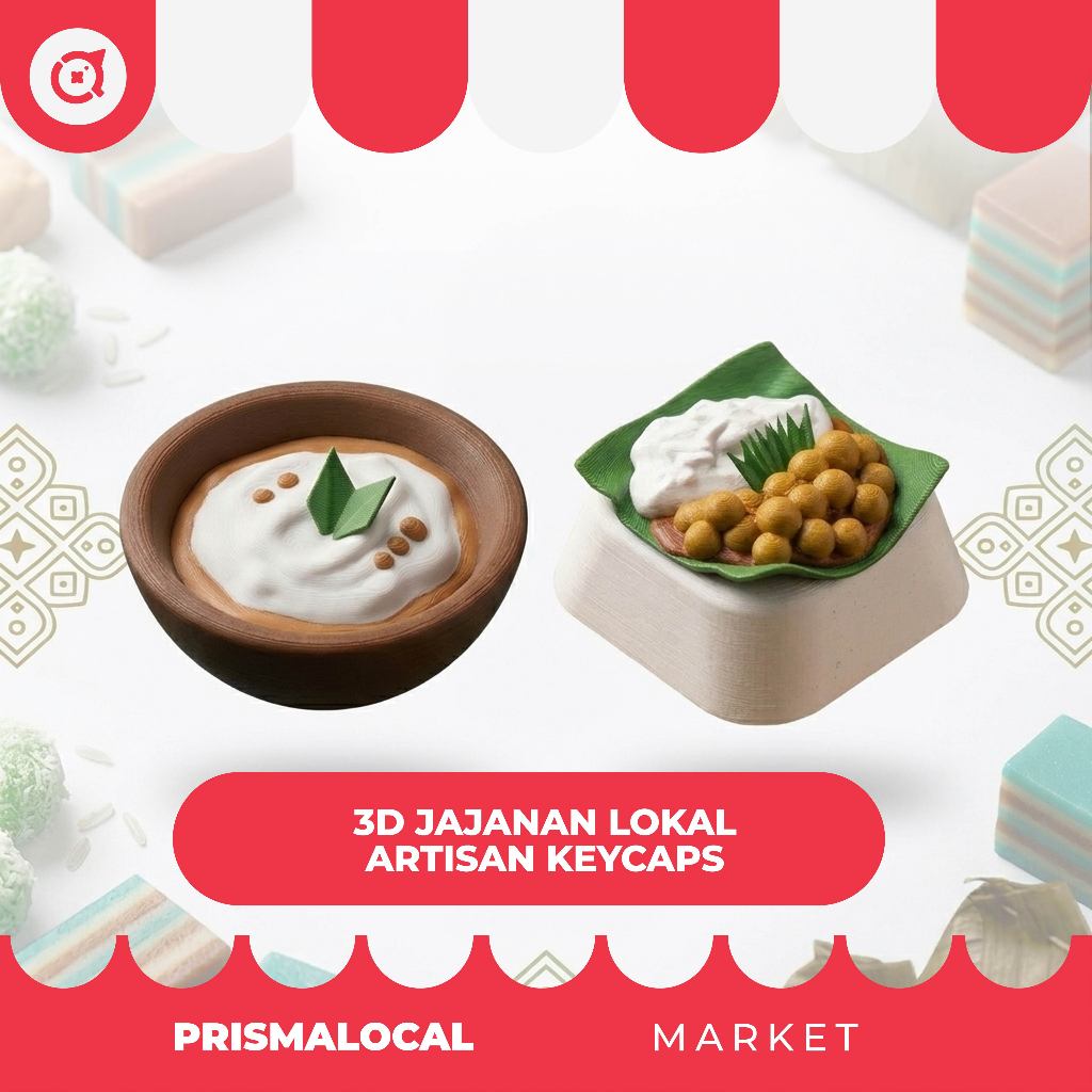 Artisan Keycaps Jajanan Lokal Bubur Sumsum Bubur Biji Salak Custom Mechanical Keyboard Cherry MX Ste