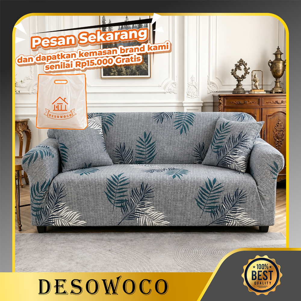 DESOWOCO Cover Sofa Elastic Elastis Sarung Sofa Pattern Menarik/ Anti-Selip  1/2/3/4 Seater  Bed pen