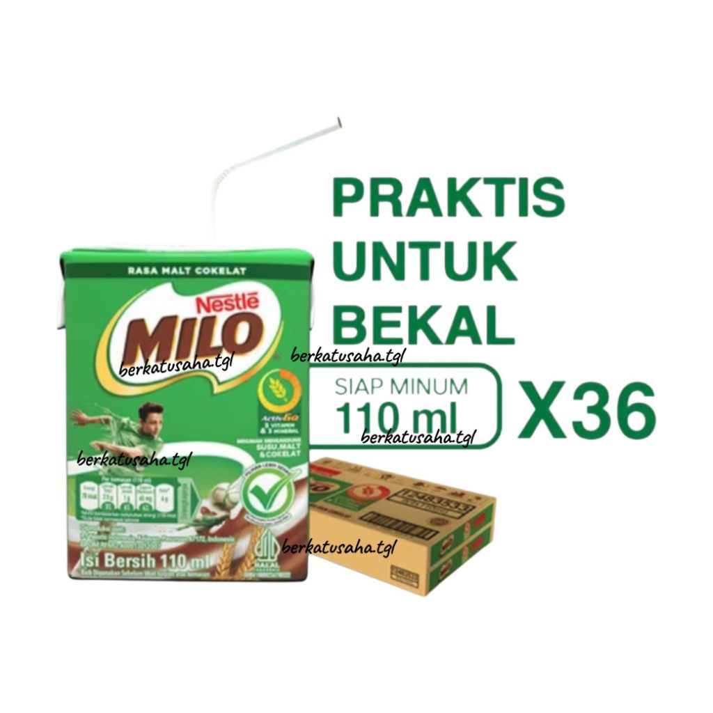 Milo Activ-Go Cokelat UHT 110ml (1Dus: 36pcs) - Susu UHT Coklat / Minuman Coklat Siap Minum / Susu P