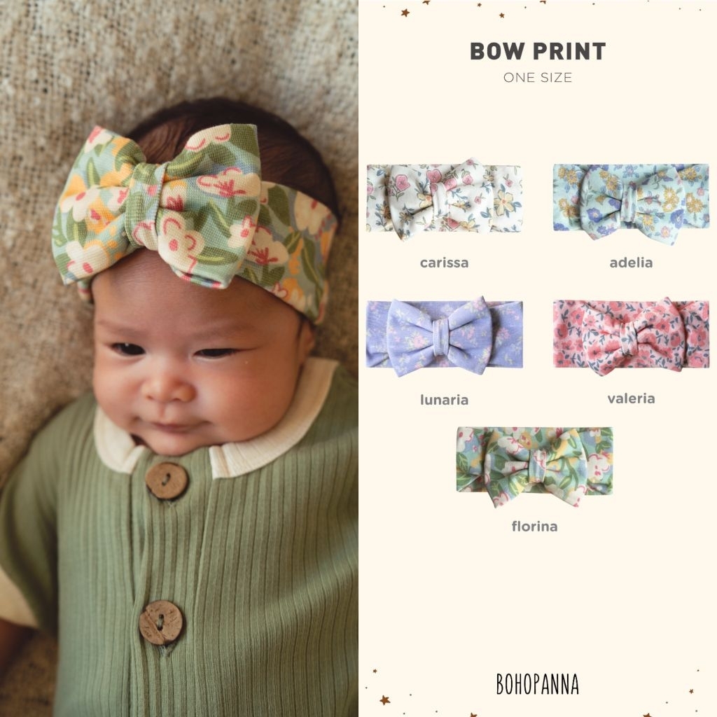 Bohopanna Boho Panna Bow Print - Pita Anak Bayi Perempuan