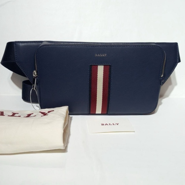 BALLY Halsy palladio bumbag navy waistbag stripe