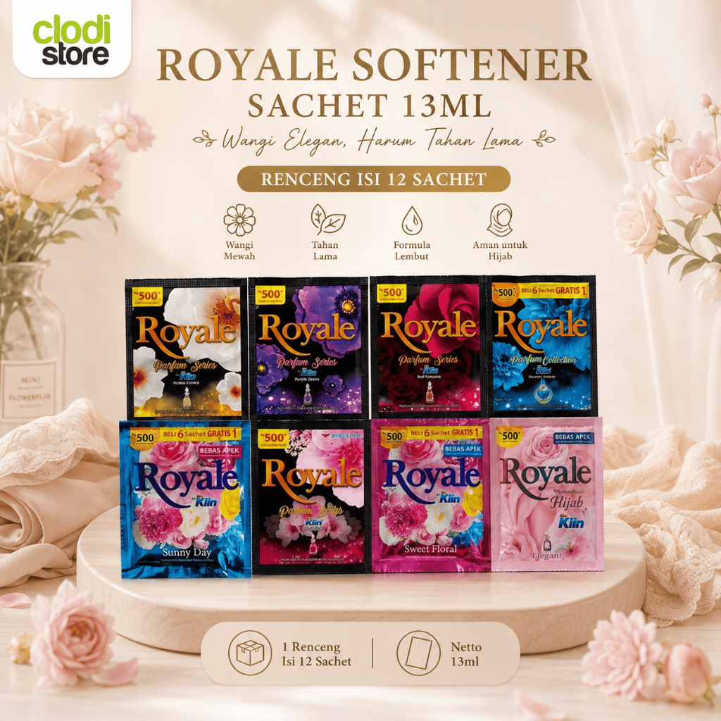 Royale Softener Sachet 13ml Softener Hijab Sachet 13ml Pewangi Renceng isi 12 Sachet