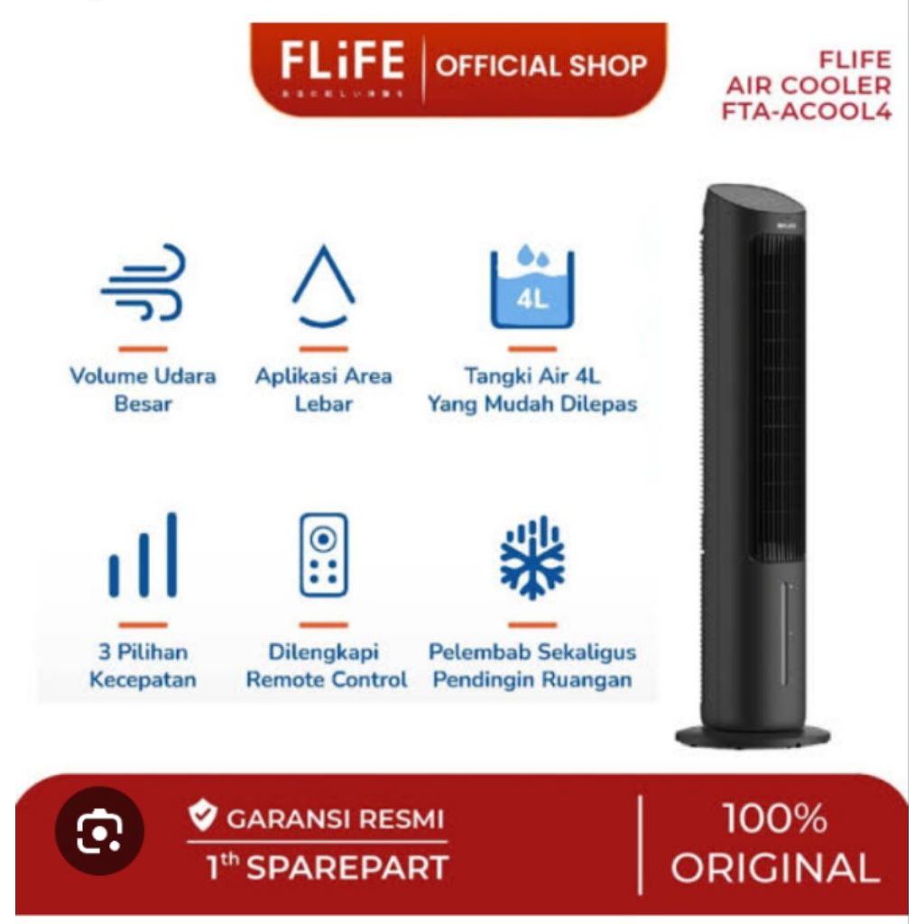 AIR COOLER FLIFE FTA- ACOOL4 TOWER AIR COOLER  FLIFE HITAM