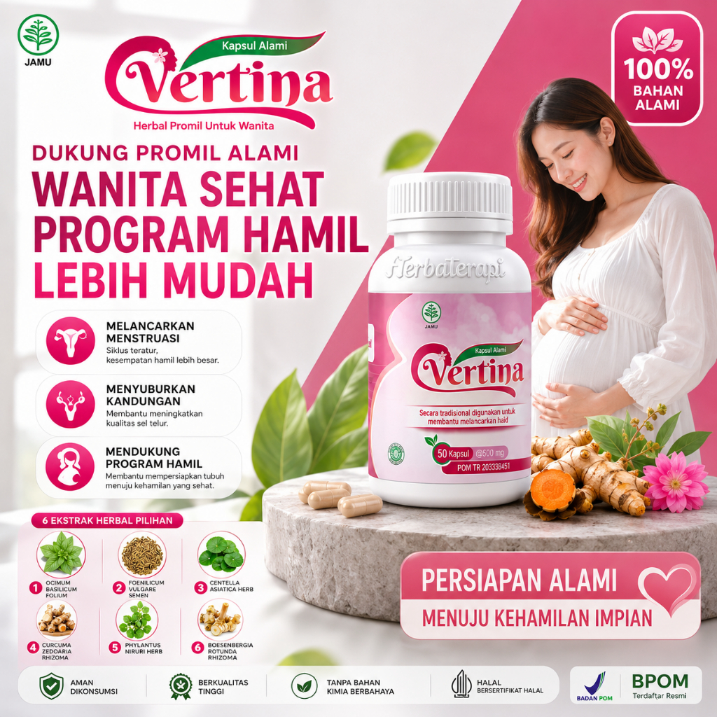 Vertina Obat Herbal Kesuburan Wanita Melancarkan Menstruasi Haid Mendukung Program Hamil Promil