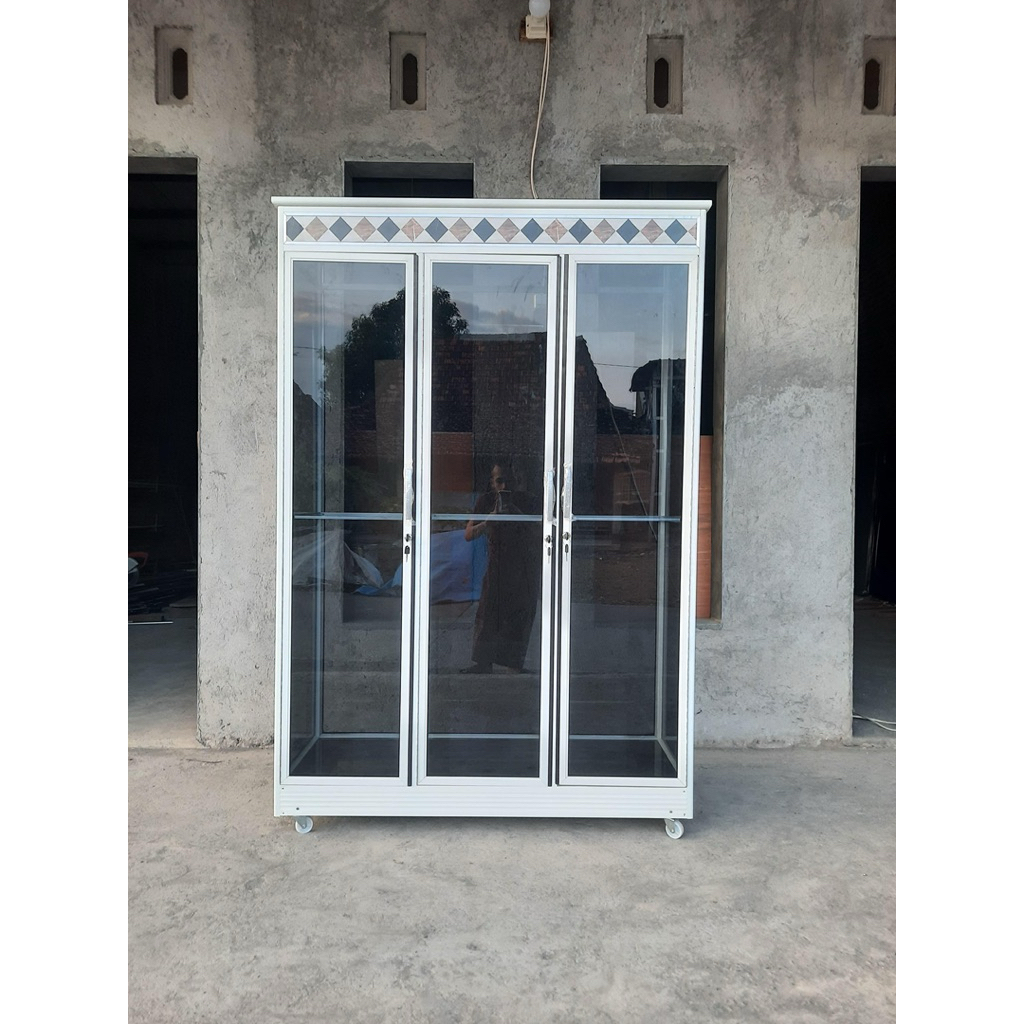 LEMARI ALUMUNIUM GAMIS | LEMARI GANTUNG PAKAIAN | LEMARI 3 PINTU
