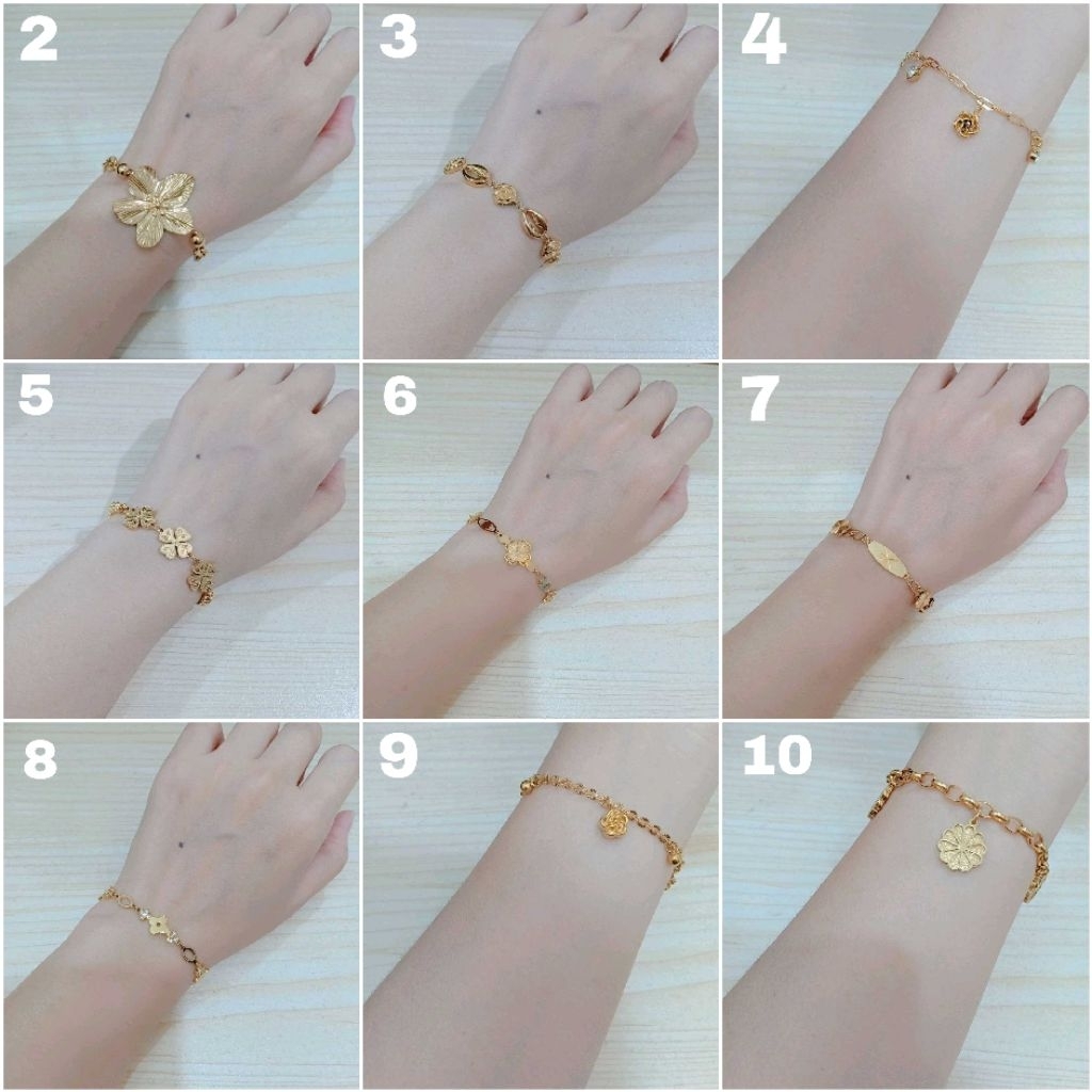 BRITNEY BRACELET / GELANG DUBAI BUNGA MOTIF EMAS TITANIUM PREMIUM