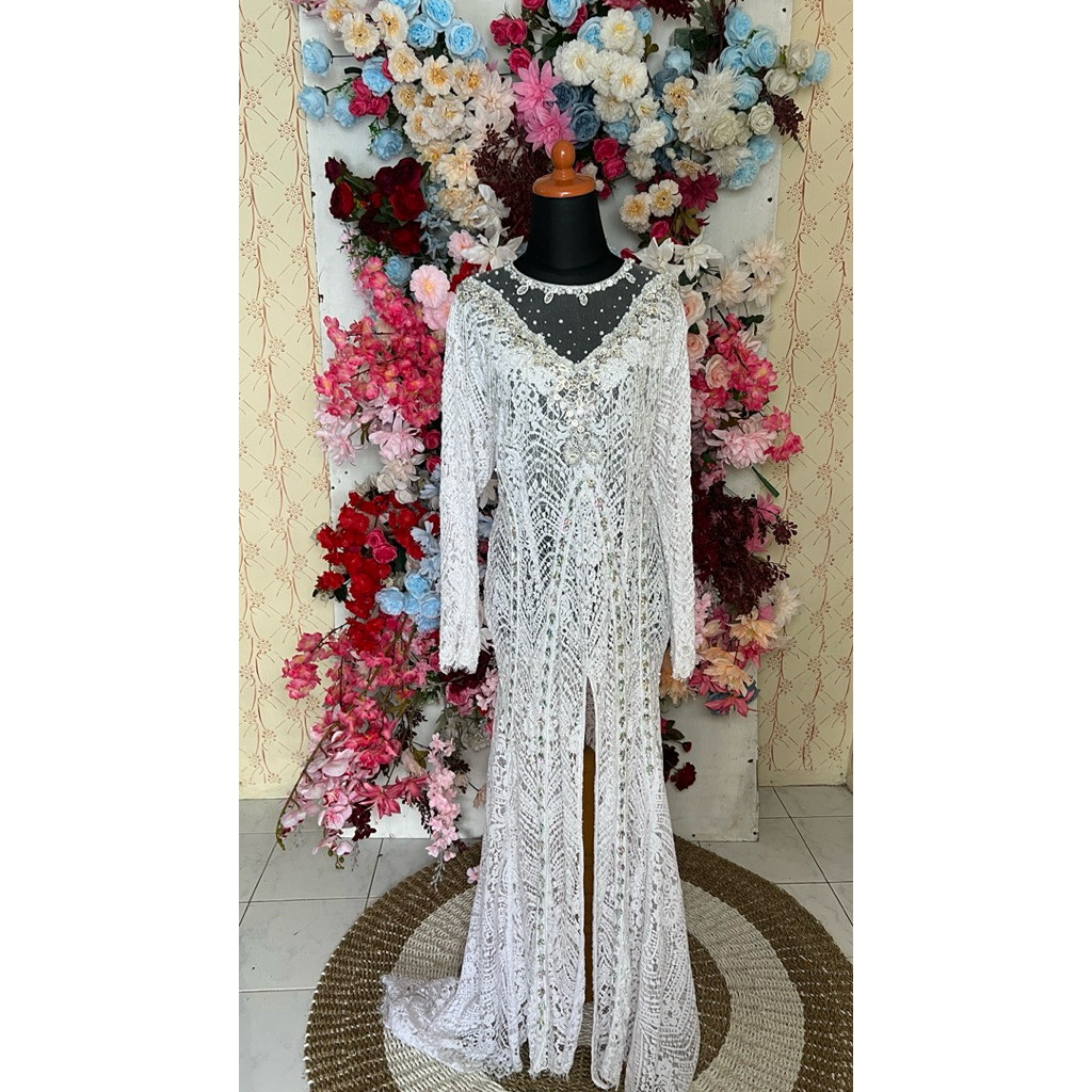 preloved kebaya akad putih jumbo fullpayet santili