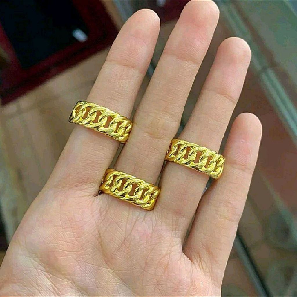 Cincin Wanita Titanium Motif Rantai Wanita Cantik Mewah Elegan Perhiasan Wanita Dewasa Super Mewah O