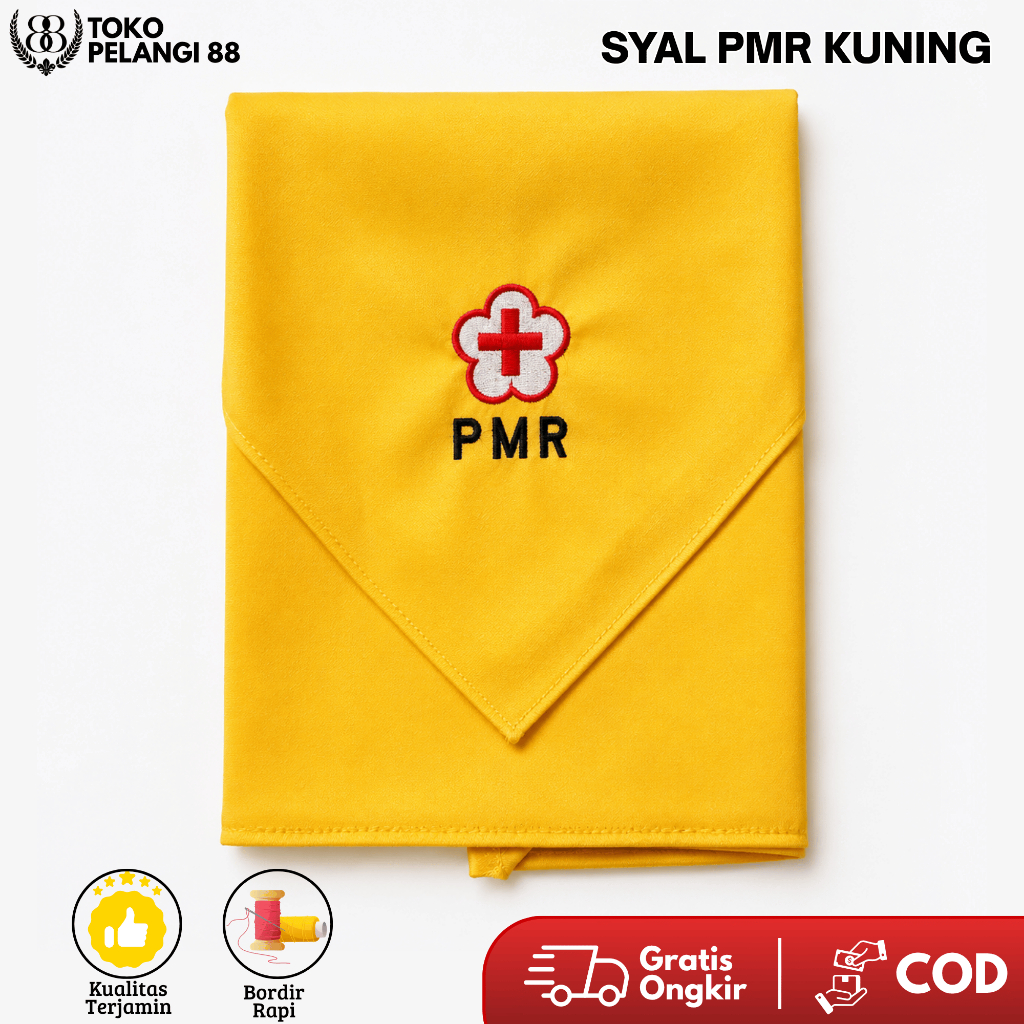 Syal PMR Kuning Muda Slayer Palang Merah Remaja BORDIR