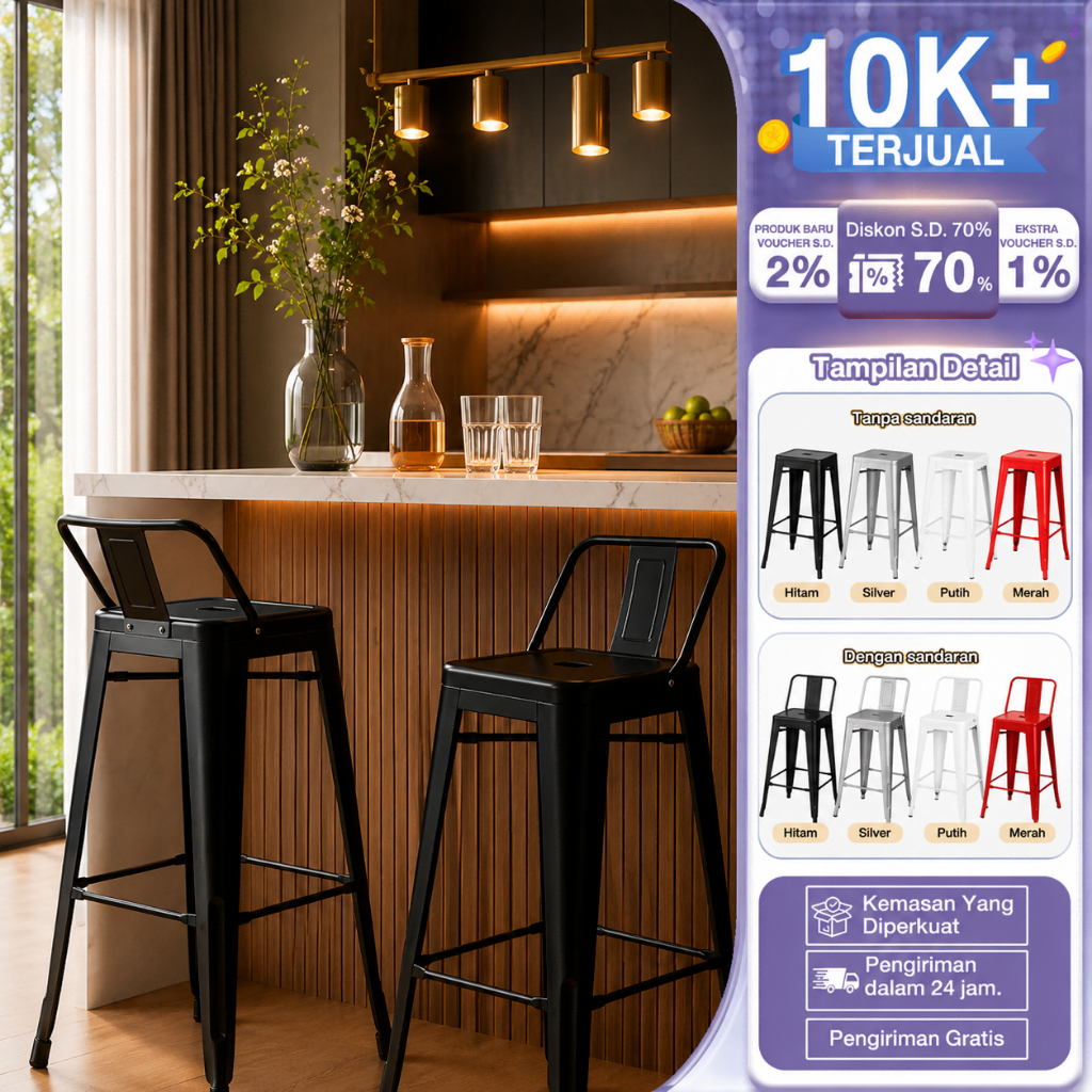 Kursi Bar Minimalis Kursi Tinggi Kursi Cafe  Kursi Besi Kursi Makan Dapur Restoran Modern