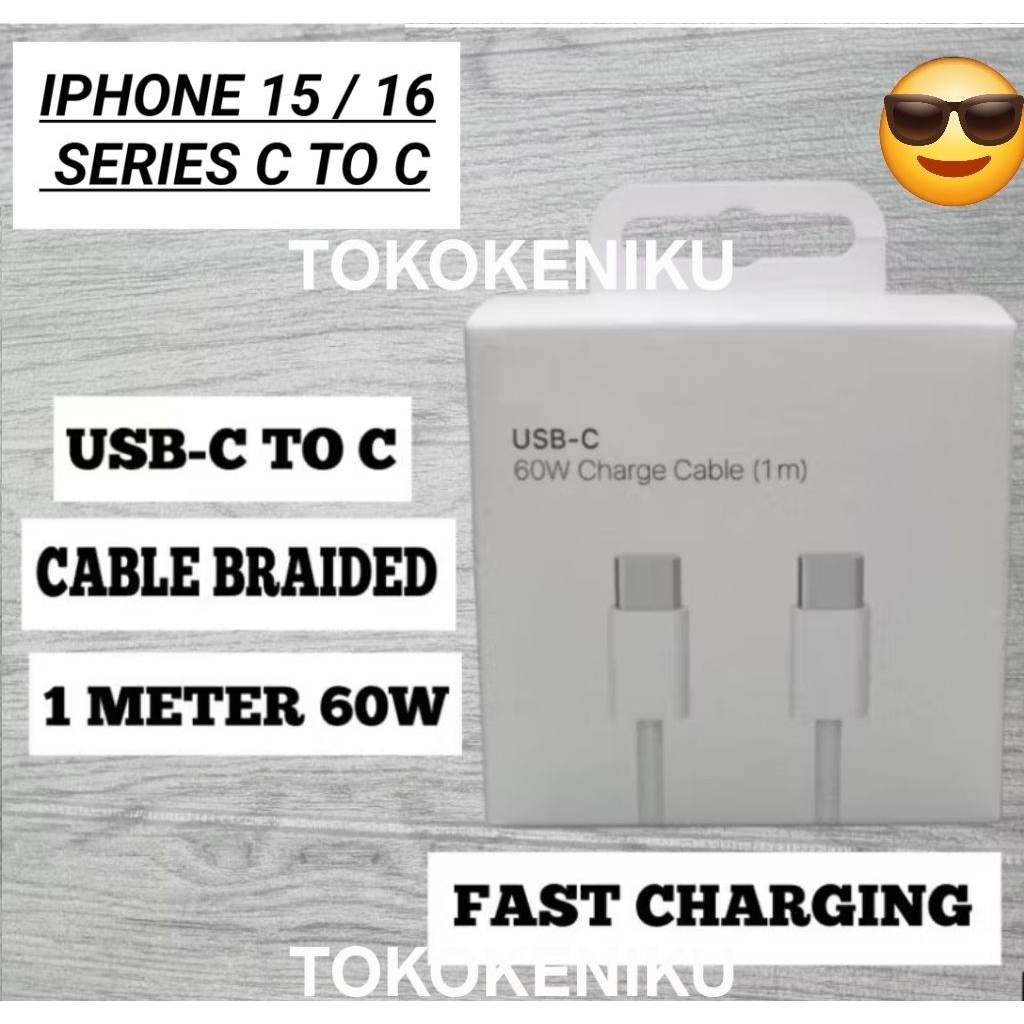 JUAL PARTAI KABEL 60W USB C to TYPE C REAL1000% FAST CHARGING APPLE Charge Cable DATA 1M 60 WATT 1 M