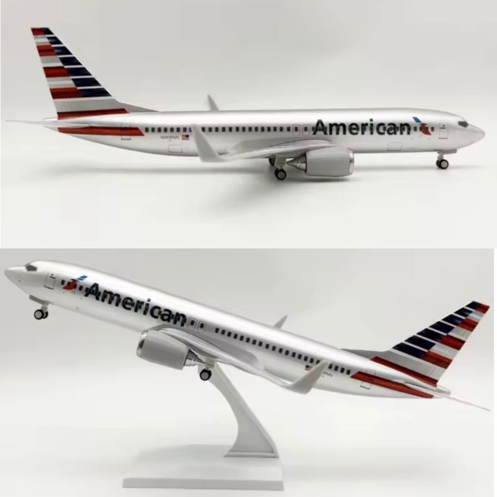 30CM B737 / 737 AMERICAN MINIATUR PESAWAT DIECAST RESIN PAJANGAN DISPLAY