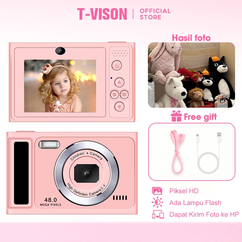 T-VISON K09 Kamera Digital 720P untuk Anak  Kamera Fotografi dengan Zoom Optik 8X 48MP Vlog Dual-Len