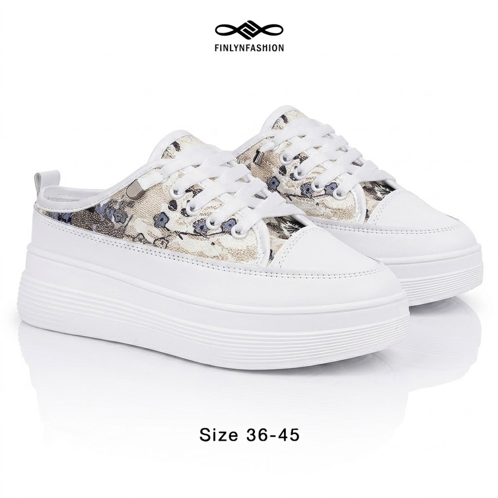 Sepatu DNY Sendal Sepatu Mules Wanita Ujung Bulat Motif Bunga SD-212