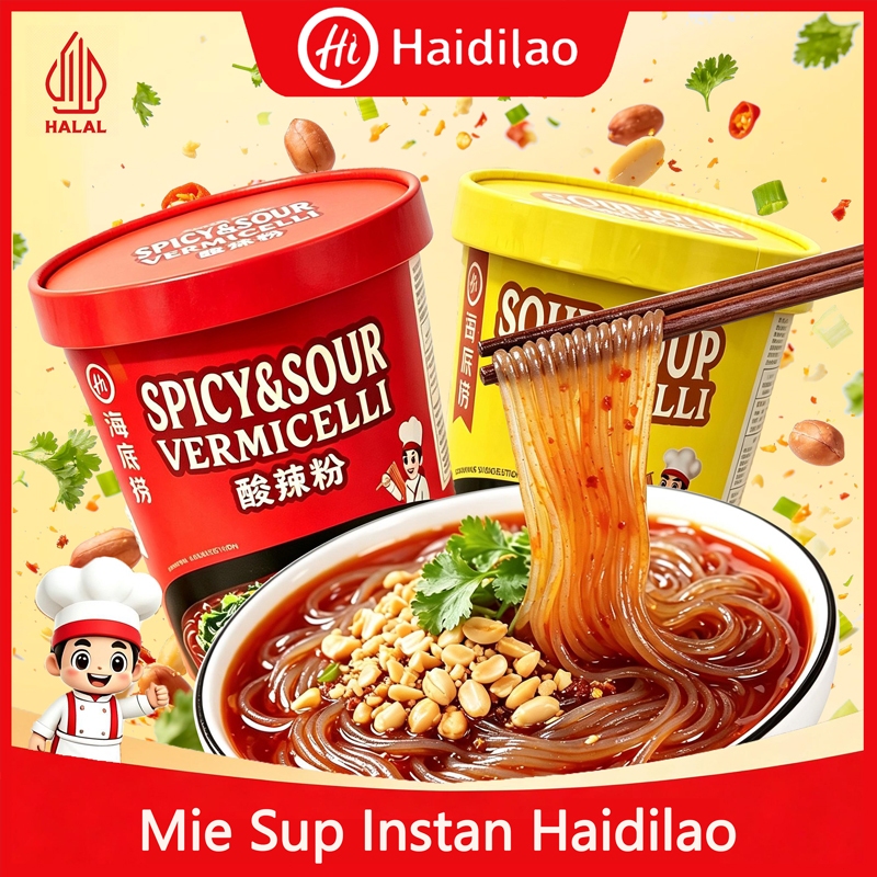Haidilao Bihun Instan Cup 119-127gr - Asam Pedas, Sup Asam & Tomat, 3 Varian Rasa Lezat