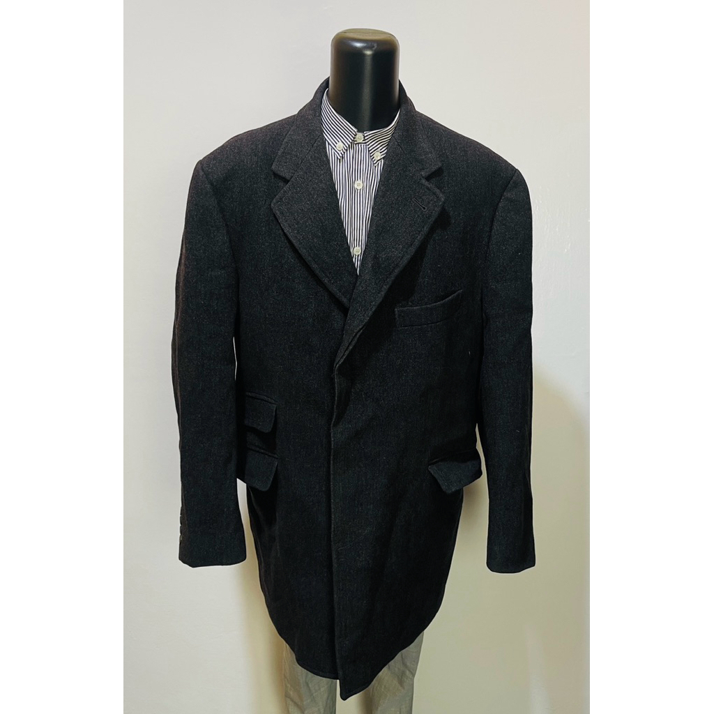 etro milano long coat wool dark grey