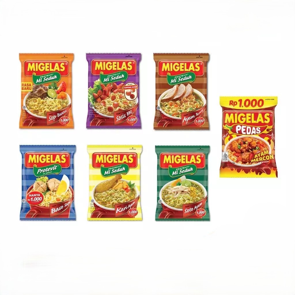 Migelas 10 Pcs - 1 Renteng - Mie Gelas Rasa Pedas Gurih Lezat Dan Nagih - Makanan - Mercon Pedas - S