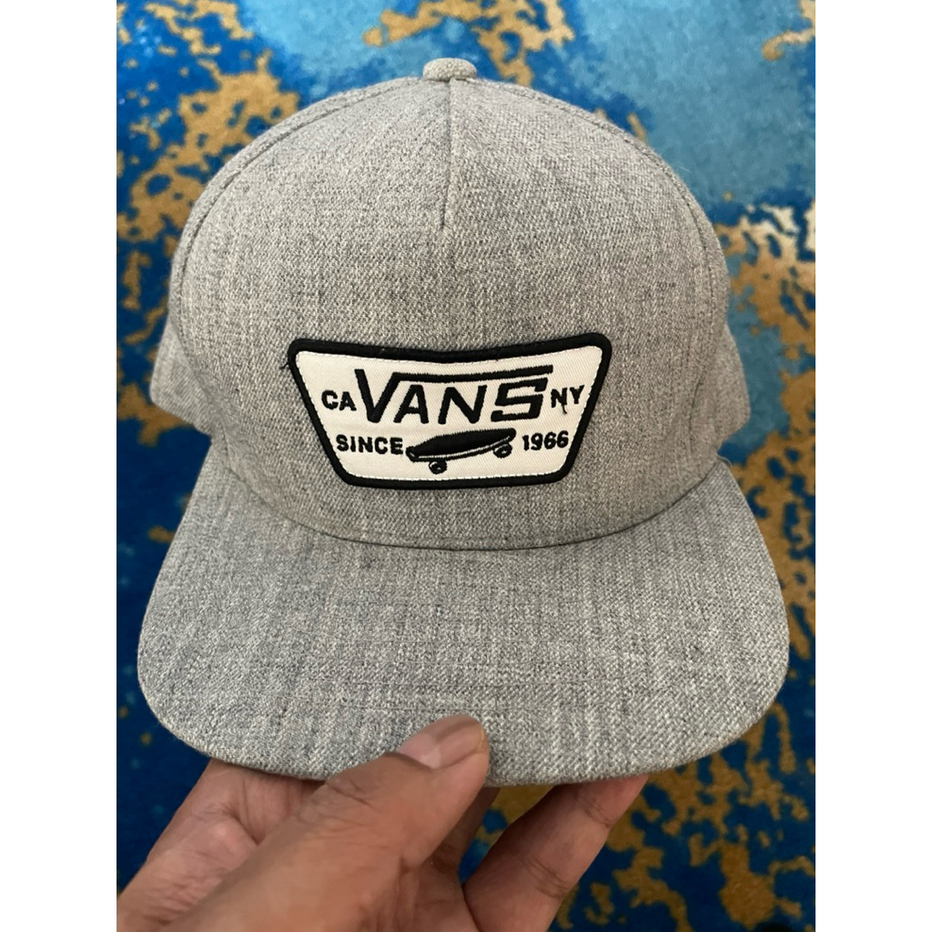 Topi Preloved Vans Full Patch Snapback Hat - Heather Grey Original.
