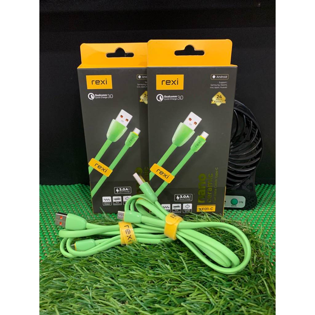 Kabel Data Rexi Fast Charging Kf01-C | 3A | Velcro Strap | USB Type-C / iPhone / Micro