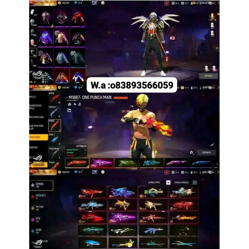 jual akun free fire sultan