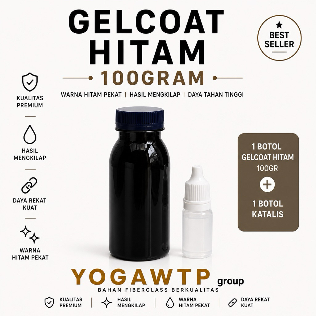 GELCOAT HITAM LEM CARBON 100 Gram