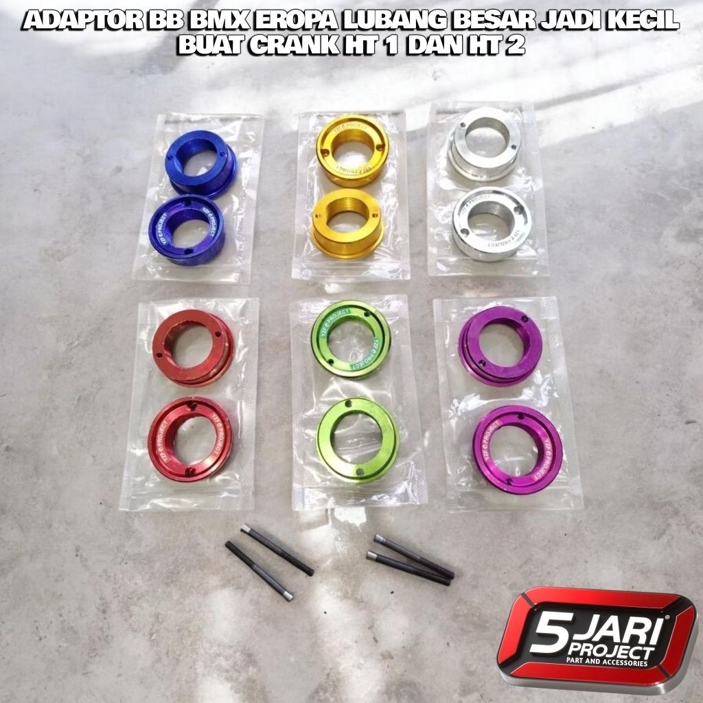 Adaptor bb bmx eropa lubang besar jadi kecil / buat crank ht1 ht2 plus baut 2 Adaptor bb BMX