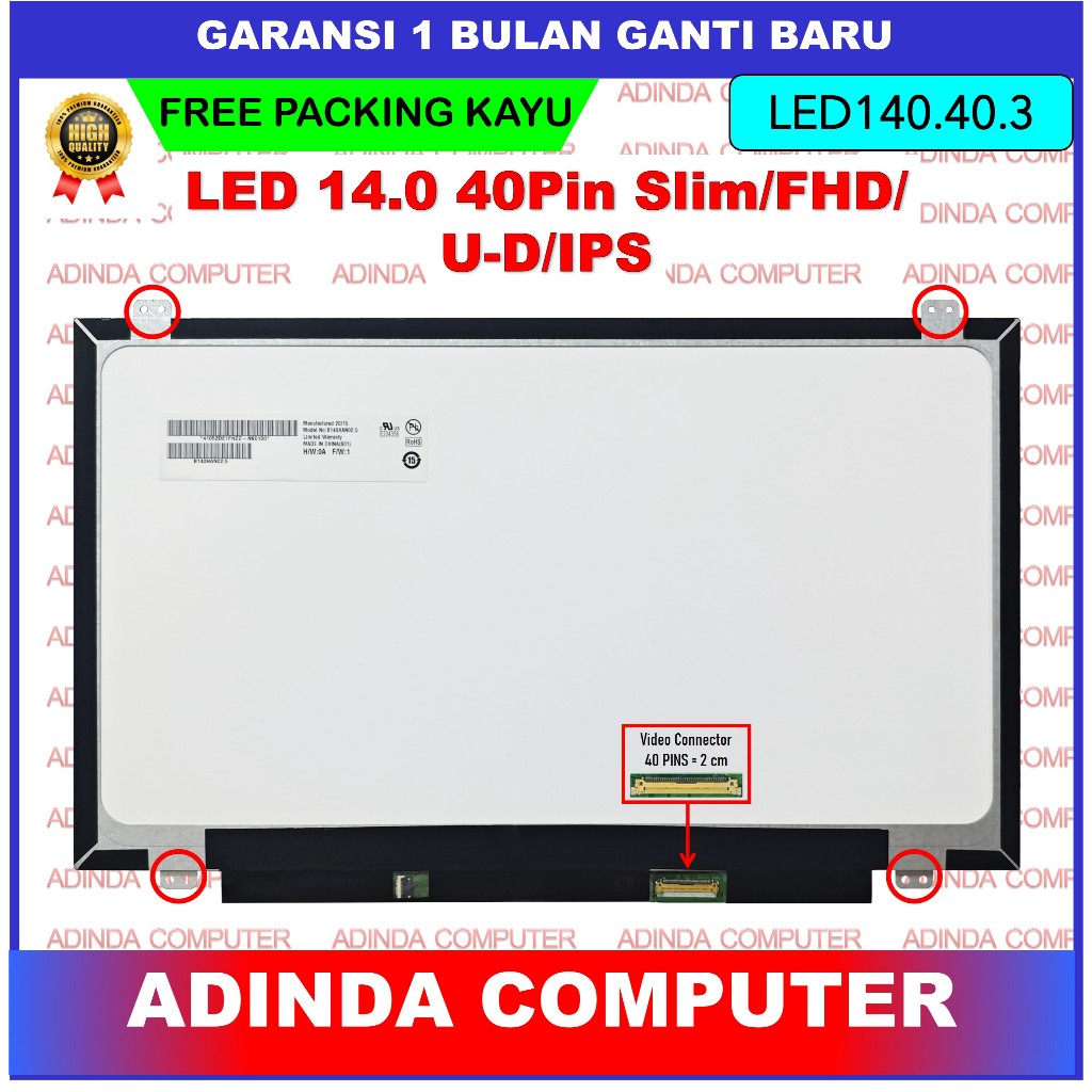 LCD LED HP Chromebook 14-CA 14-AL 14.0 14 Inch 40 Pin 40pin Slim Tipis FULL HD FHD Bracket Kuping Ba