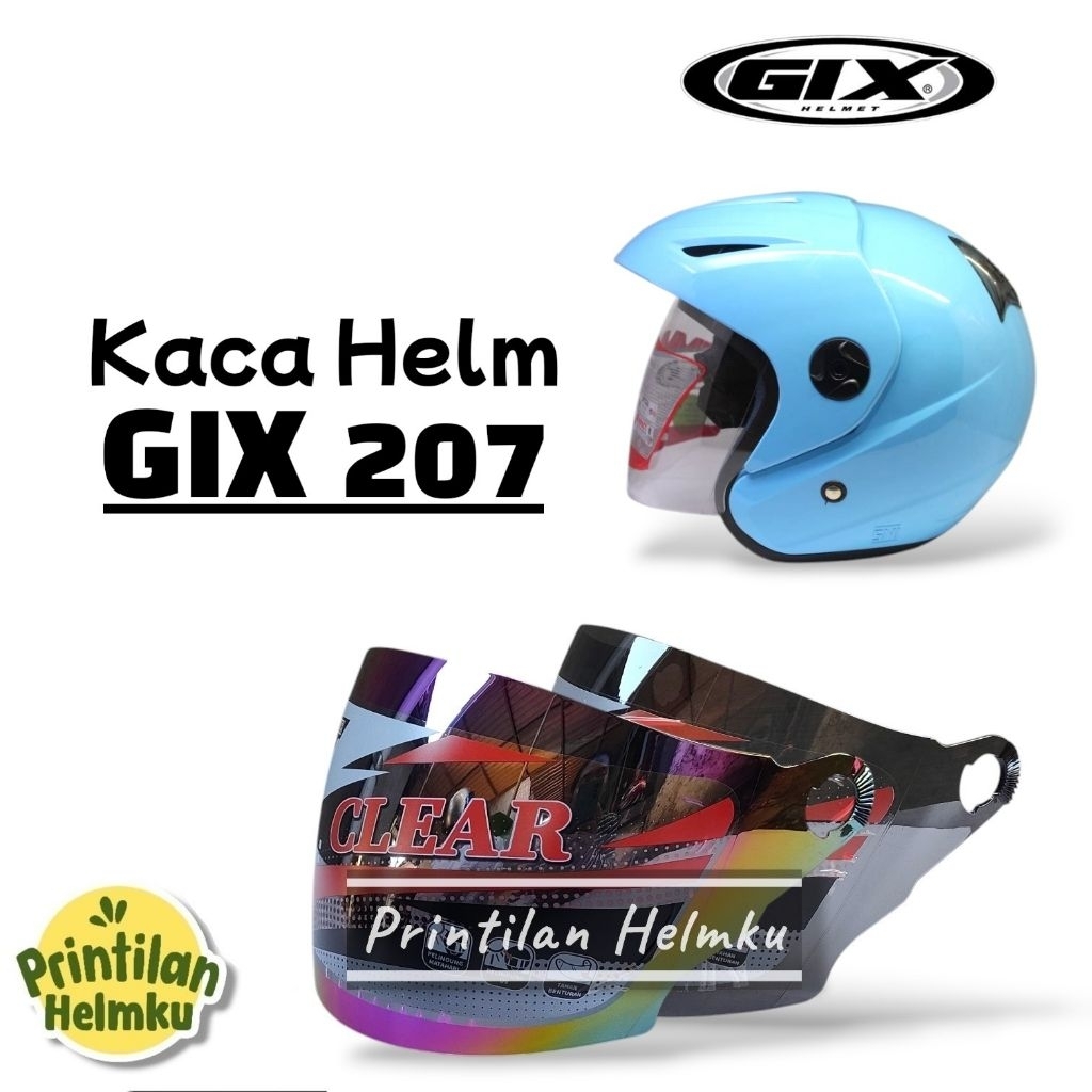 PRINTILANHELMKU Kaca Helm GIX 207 Bening Hitam Silver Pelangi