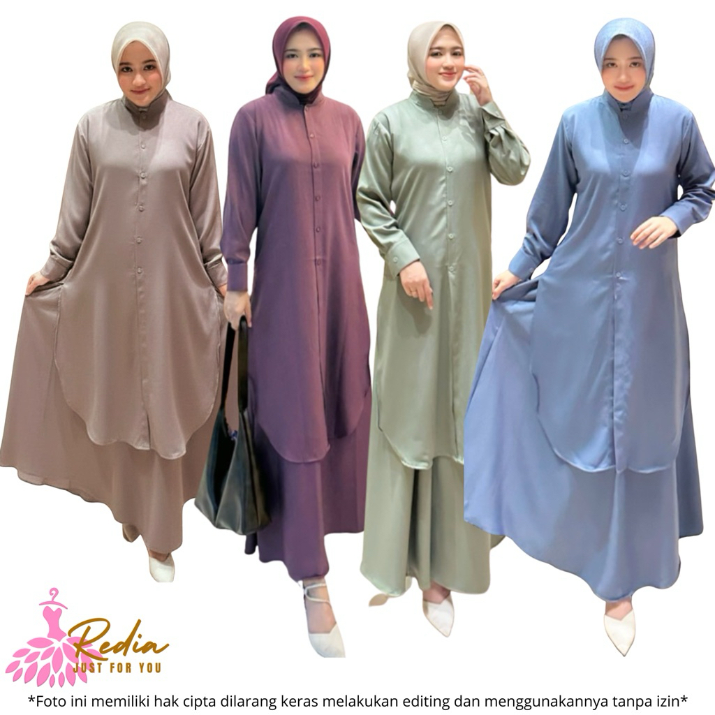 Qonia Oneset Rok Tunik / Set Rok Tunik Terbaru / Set Rok Tunik Terlaris / Set Rok Tunik Premium