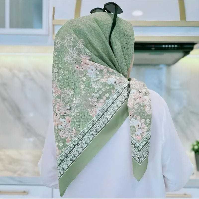 Hijab Segi Empat Voal Premium Motif Sage