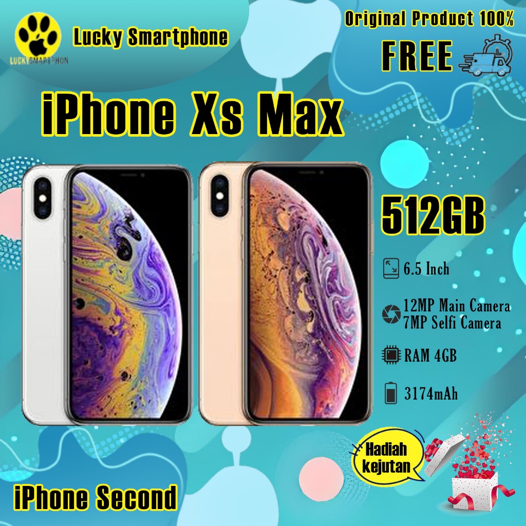 iPhone Xs Max 512GB Second Bekas Original100% Fullset Silent AllSim Mulus Normal Hp 3utools All Gree