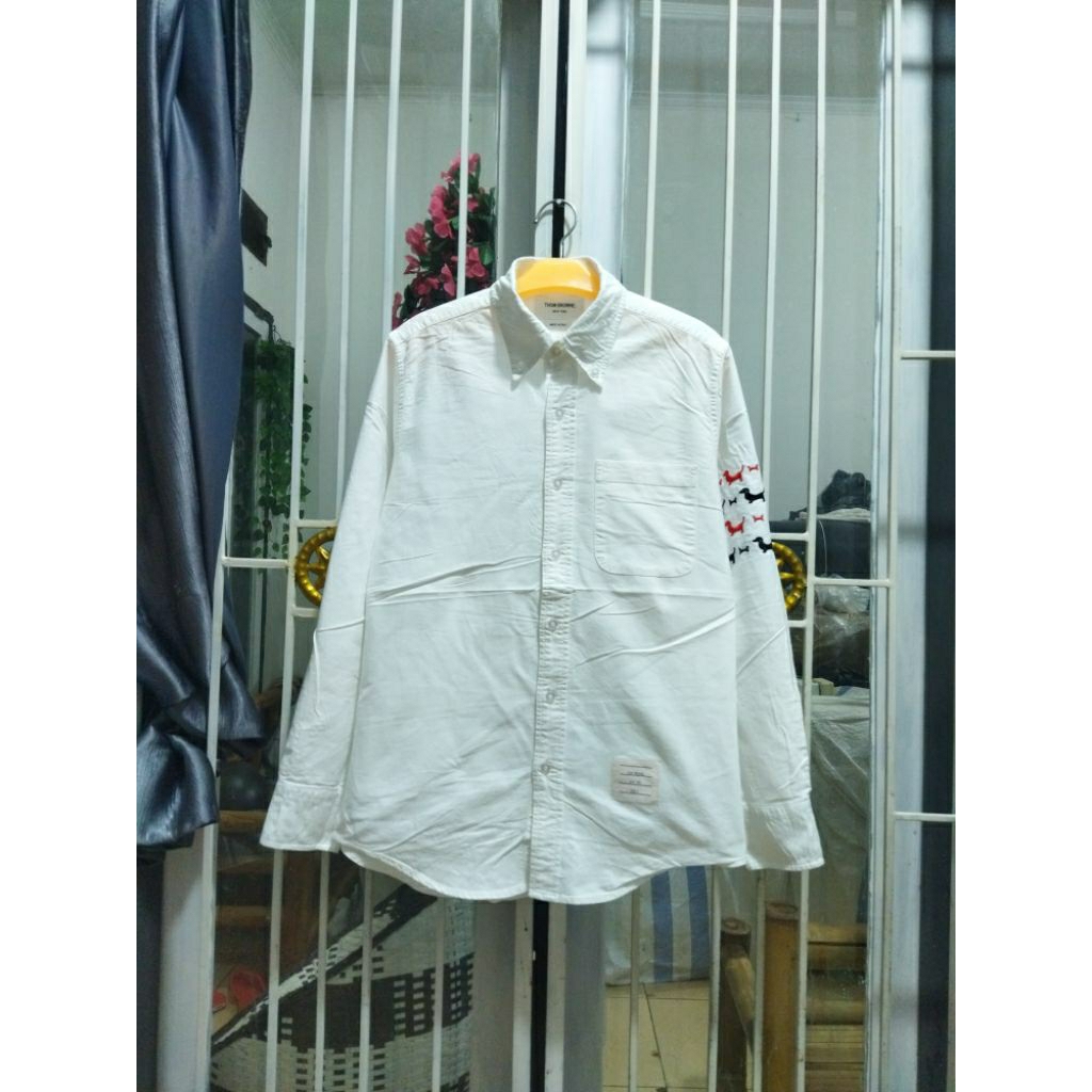 kemeja thom browne oxford putih kasual pria M