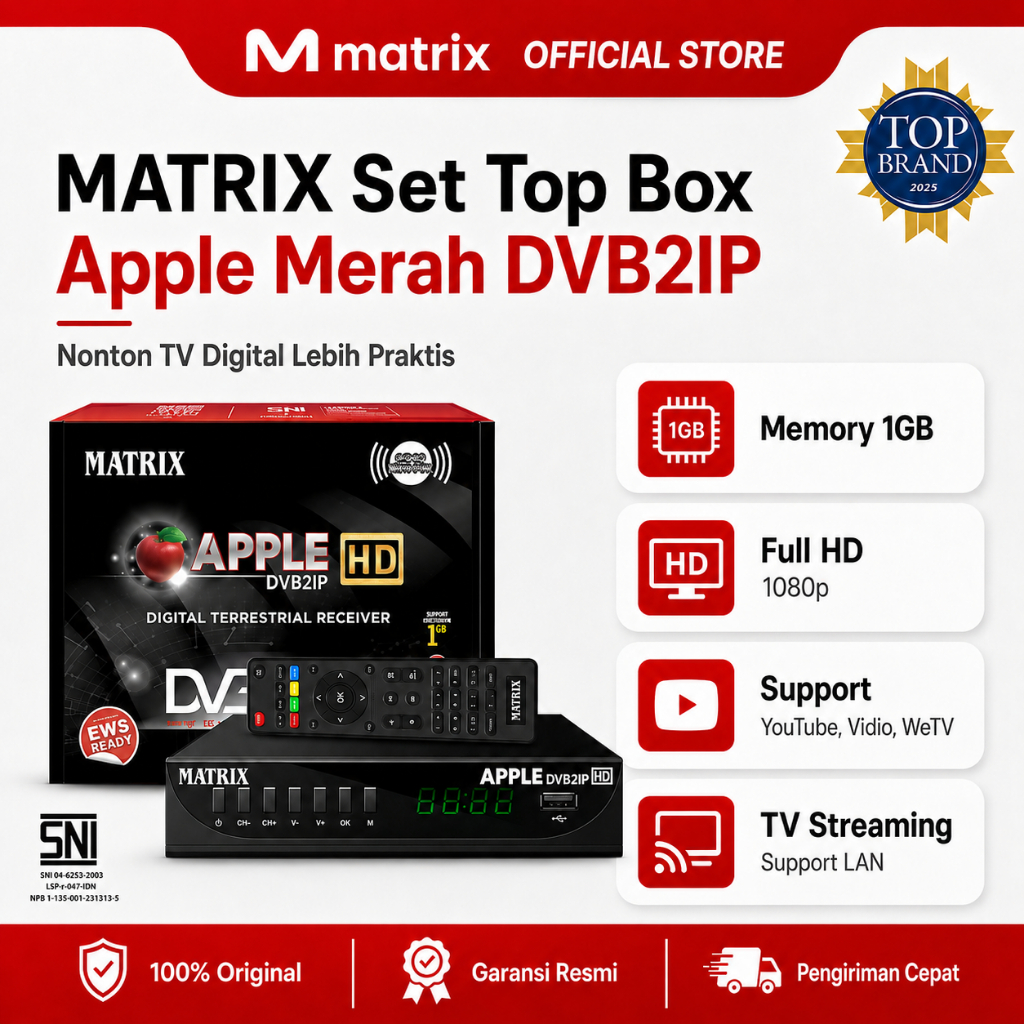 MATRIX Set Top Box Apple Merah DVBT2IP / STB TV Digital