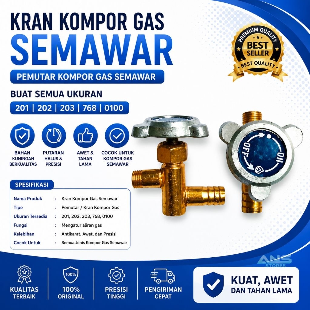 Kran Kompor Gas Semawar Pemutar Kompor Gas Semawar, Buat Semua Ukuran 201, 202, 203, 768, 0100