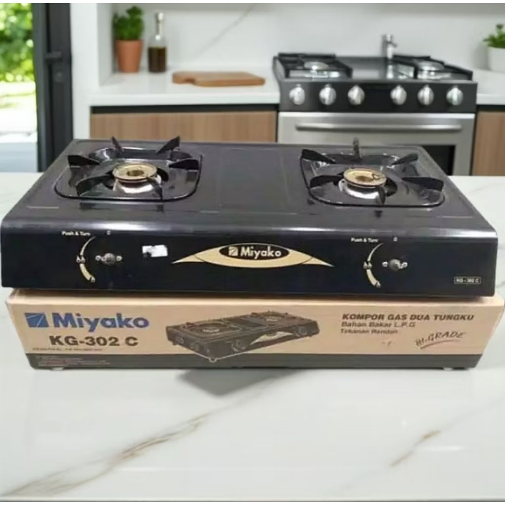 Kompor Gas 2 Tungku 302 C/Kompor Gas Miyako 2 Tungku Hitam/kompor gas miyako teflon 2 tungku
