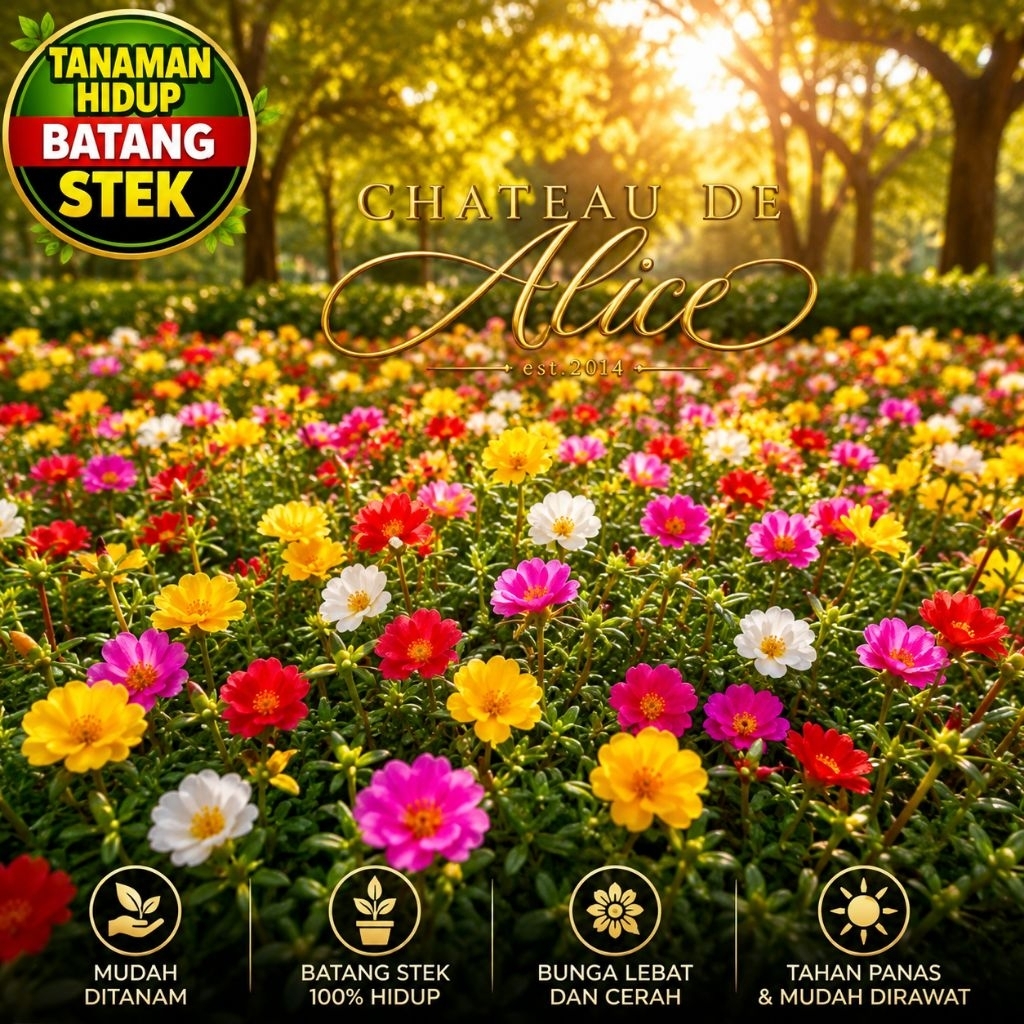 Tanaman Hias Krokot Mose Rose Duna Bunga jam 9