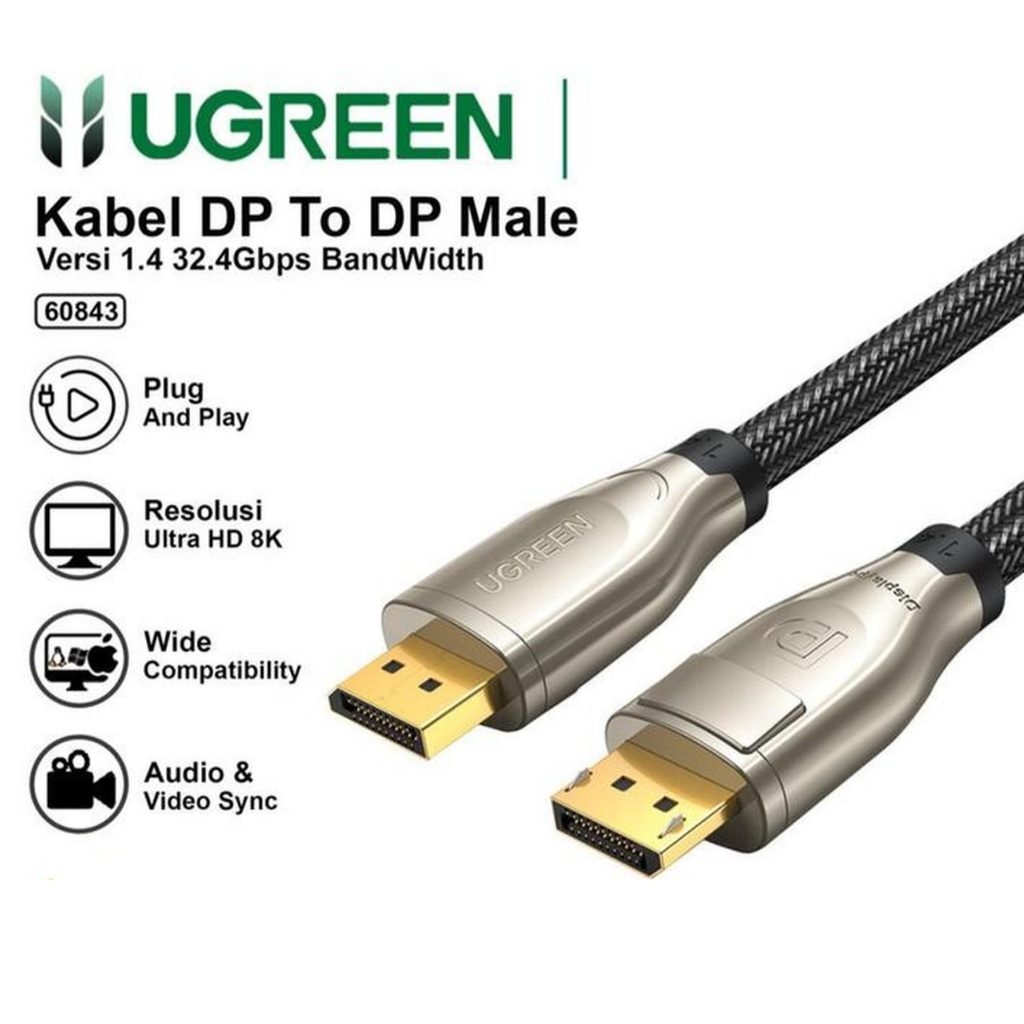Ugreen 60843 Kabel Display Port to DP 1.4 8K 60Hz Kabel DP to DP