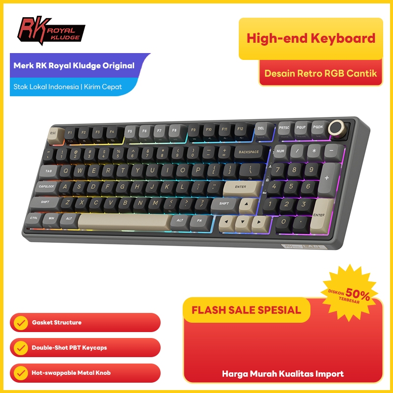 Royal Kludge RK R98Pro Phantom 98 Key RGB Wired With Knob Mechanical Keyboard