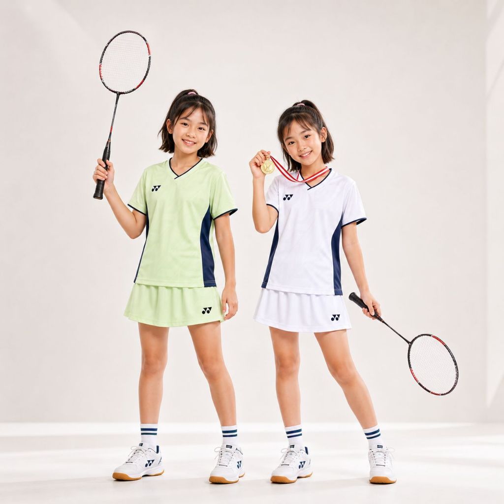 Set Baju & Rok Badminton Anak Perempuan | Jersey Badminton Anak Premium | Ringan Cepat Kering | XS S