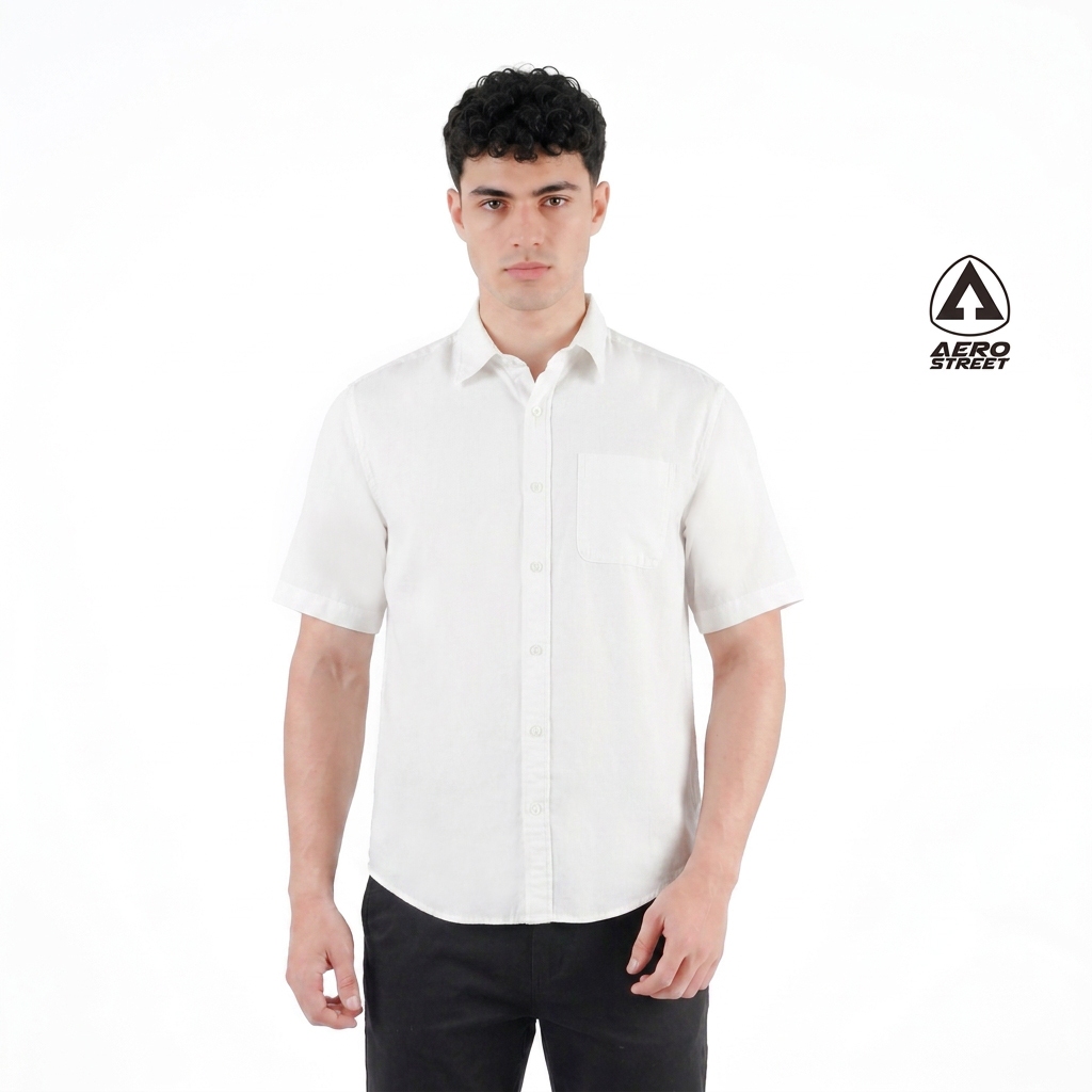 Aerostreet Kemeja Oxford Pendek Catra White QFB3A