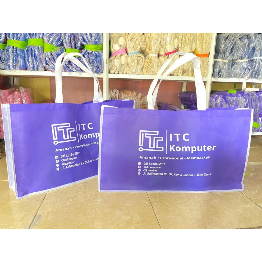 goodie bag jahit P 50xT 35xL 13 sablon 1 sisi/goodie bag custom/goodie bag sablon