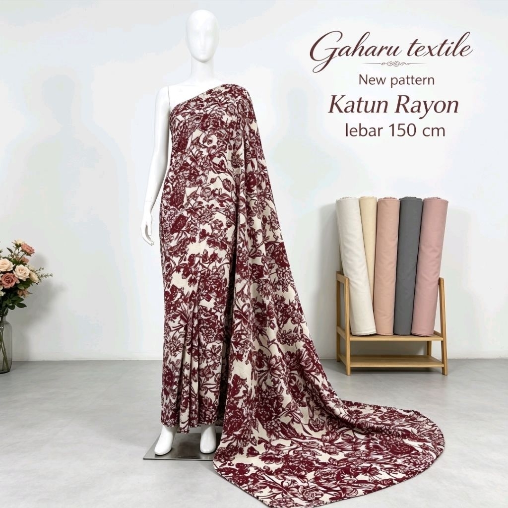 bahan katun rayon viscosoe - rayon viscose motif - rayon viscose meteran (FTN)