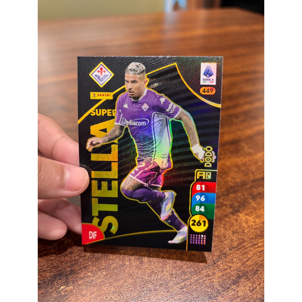 Kartu Panini Serie A Dodo Super Stella Original - Trading Card Game Fiorentina Bek Kanan Rare Insert