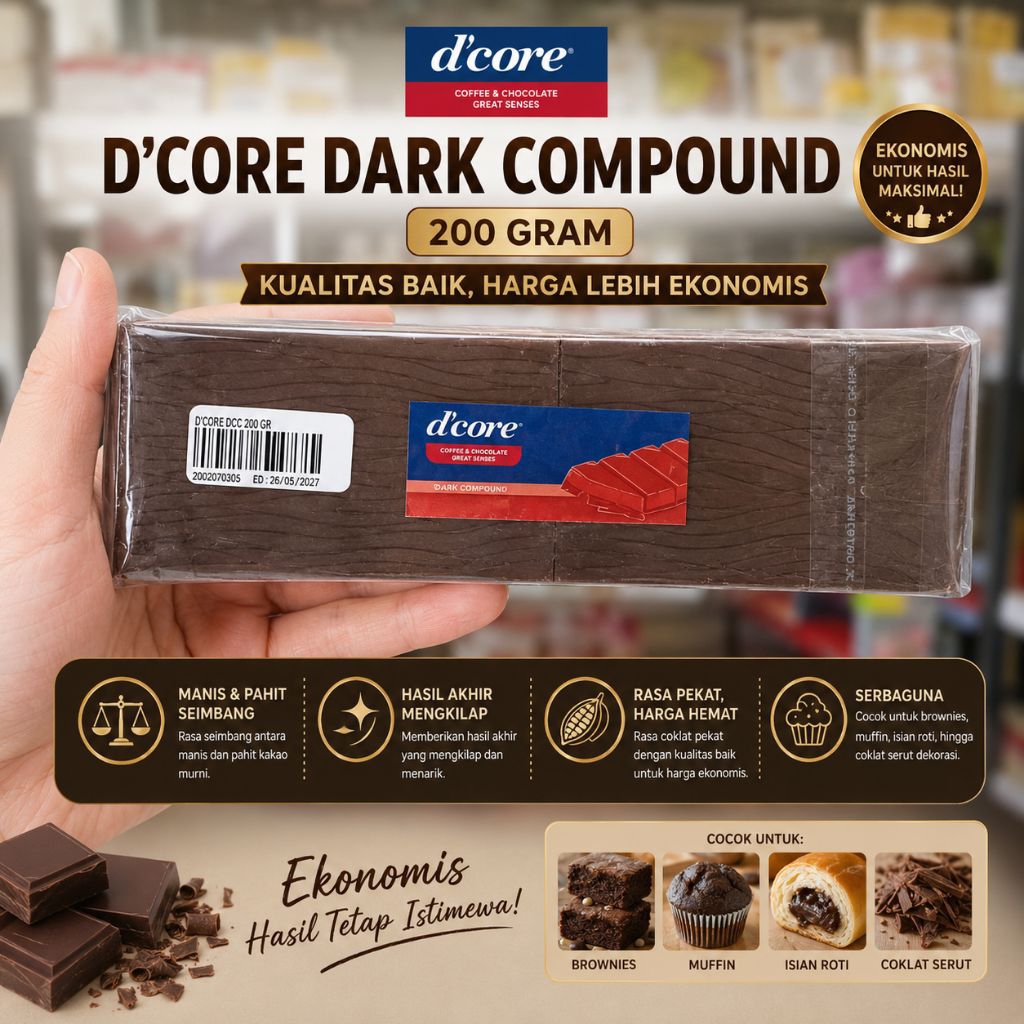 D'core Dark Compound 200gram | Dcore Compound Coklat 200gram | D'core Colatta DCC 200gram
