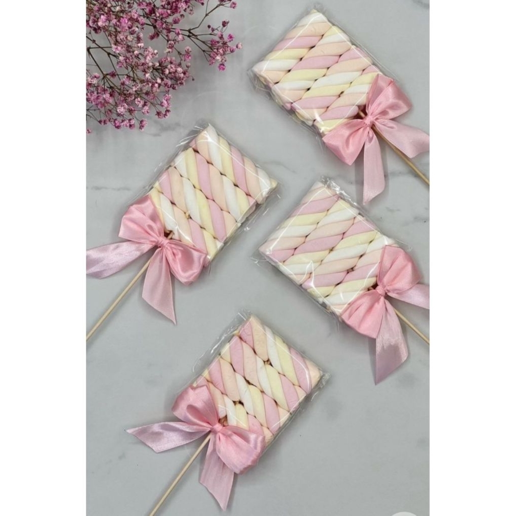 Sate Marshmallow Ulir Pastel Cantik / Souvenir Marshmallow Lollipop