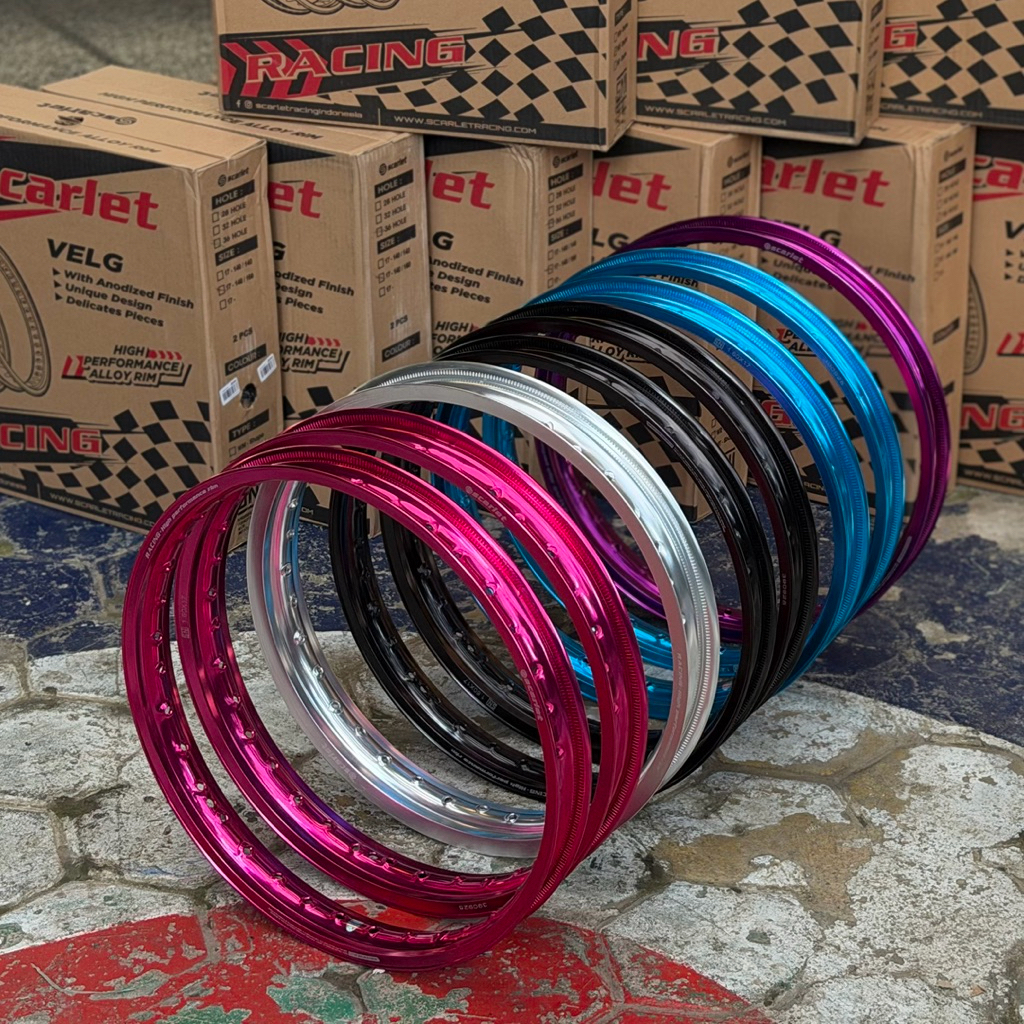 vleg ruji scarlet 140 160 185 ring 17 WR hitam silver titanium hijau merah ungu iceblue pink orange