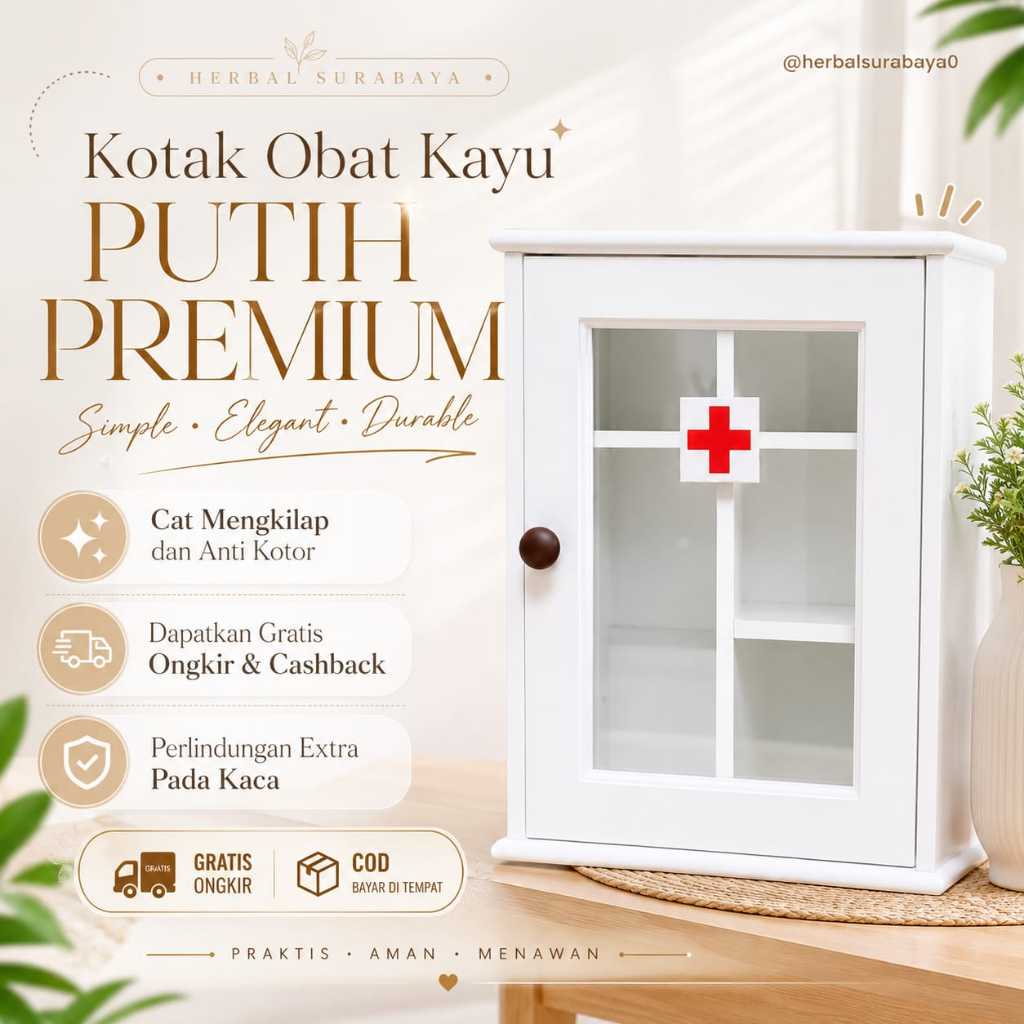 [ PROMO PUNCAK 7.7 ] - Kotak Obat Kayu dinding | Kotak Obat KACA aestetik | Kotak P3K Termurah | War