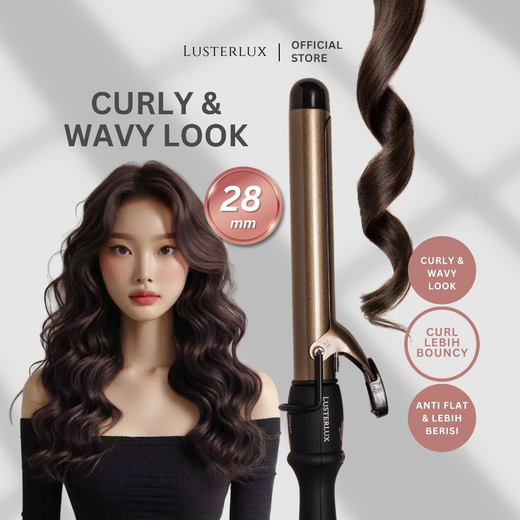 Lusterlux Curling Iron 28mm, Curly, Keriting, Wavy, Curly Tahan Seharian