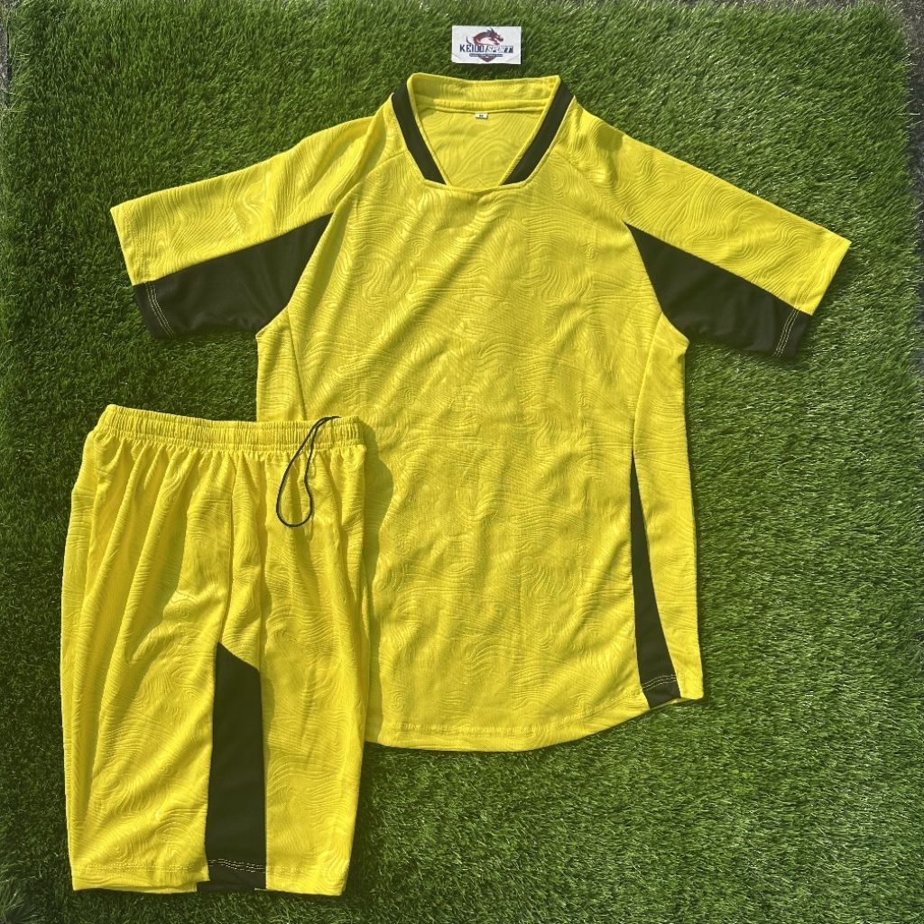 EMBOSH - Setelan Futsal Raglan Jersey bola kuning hitam