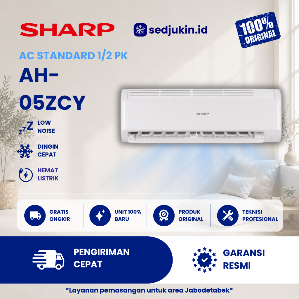 AC SHARP 1/2 PK LOW WATT 1/2 PK AH 05ZCY Made in China Garansi 10 Tahun